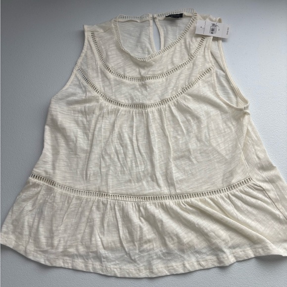 Ann Taylor Cream Relaxed Tank Top with Peplum and Sleeveless Design - Picture 1 of 5